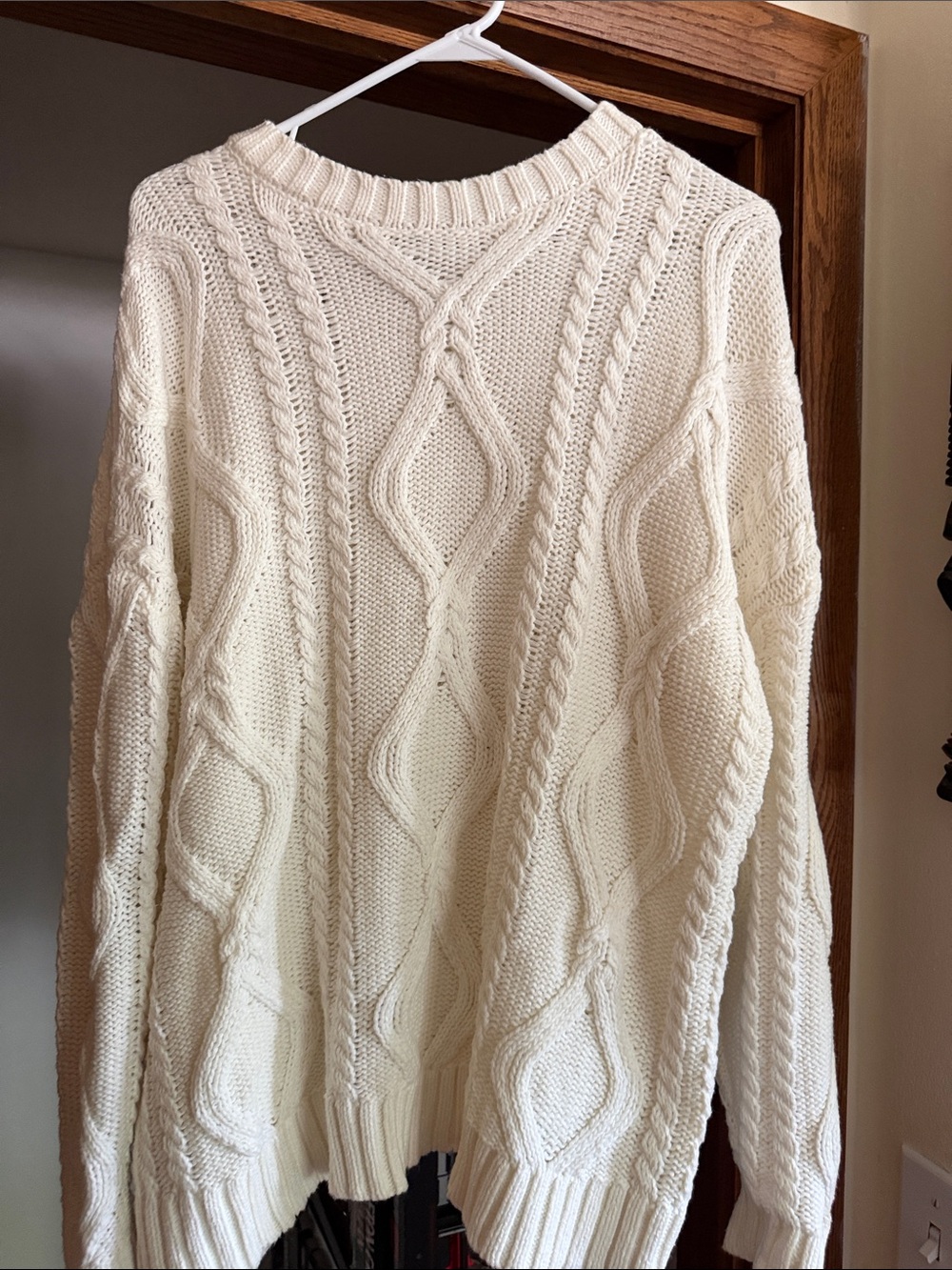 Women's Cream Cable Crewneck Sweater